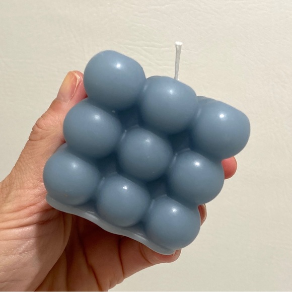 Handmade Hand Poured Bubble Cube Candle Blue, set 2 - Picture 2 of 5
